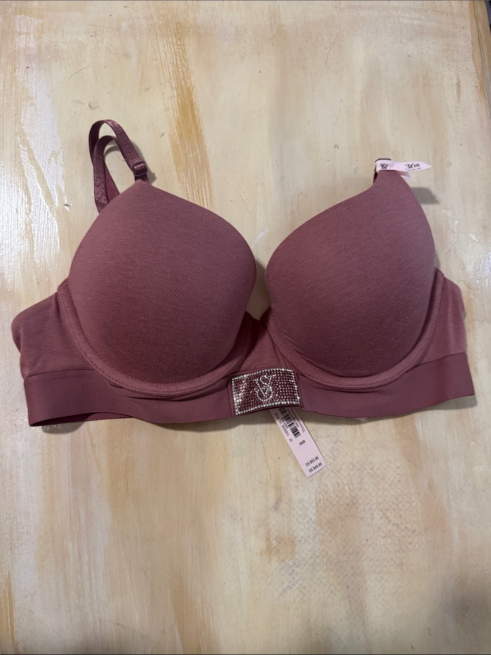 Victoria's Secret Mauve Pink Padded Bra with Rhinestone Logo